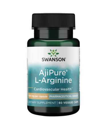 Swanson Amino Acid Ajipure L-Arginine Pharmaceutical Grade 500 Milligrams 60 Veg Capsules