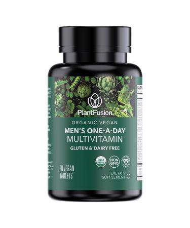 PlantFusion Organic Multivitamin for Men - One Daily Whole Food Blend Men's Multivitamin - Vegan Non-GMO Gluten Free & Dairy Free - 30 Tablets (1 Month Supply) 30 Count (Pack of 1)