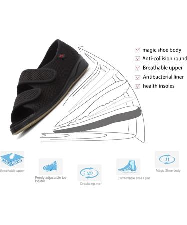 KXSM Diabetic Orthopedic Sandals - Adjustable Extra Wide Walking Shoes for Arthritis & Swollen Feet - Open Toe Design for Plantar Fasciitis Recovery - Size 37 Black - Buy Online on GoSupps.com