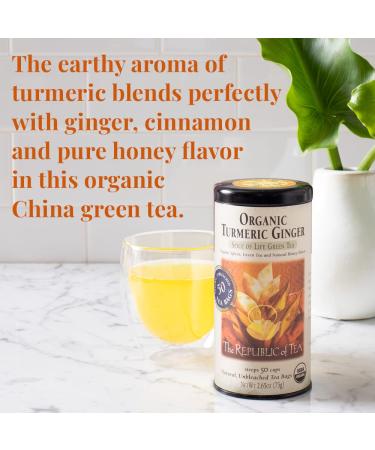 Organic Turmeric Ginger Green Tea Tin - 50 Tea Bags | Naturally Caffeinated | 50 Count (Pack of 1) - Buy Online on GoSupps.com