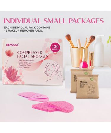 120-Count Natural Cellulose Facial Sponges for Cleansing & Makeup Removal - Eco-Friendly Pink Spa Sponges - Buy Online on GoSupps.com