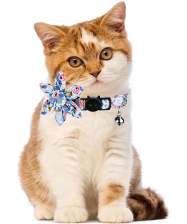 Pet Cat Safety Collar Breakaway Cat Collar with Bells Adjustable Cat Collars with Sunflower Cute and Soft Cat Collars Cat Collar Accessories for Cat and Small Animals Pets Blueflower - Buy Online on GoSupps.com
