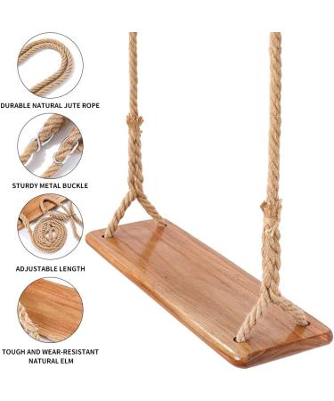 Elm Wood Tree Swing Seat for Children and Adults - Indoor & Outdoor Garden Swing - 24x8 Inch - Buy Online on GoSupps.com