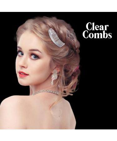 HD Novelty Set of 4 Plain Hair Combs Slides 9cm French Side Combs Plastic Twist Comb Strong Hold Hair Clips Accessories for Girls Women (Clear) - Buy Online on GoSupps.com