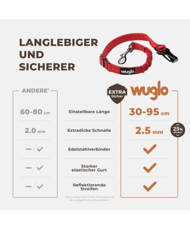 30-95cm Wuglo Dog Car Belt | Adjustable Safety Snap for Pet in Child Seat | Universal Fit Red Dog Buckle - Buy Online on GoSupps.com