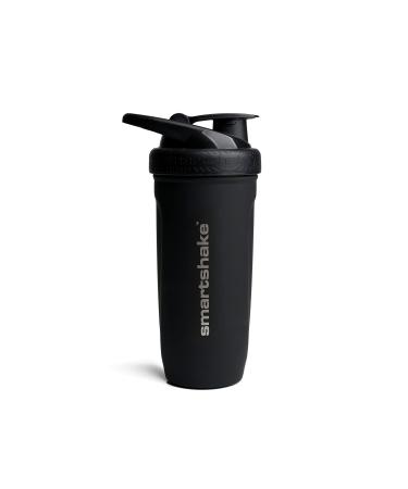 Smartshake Reforce stainless steel protein shaker bottle 900 ml |30 OZ - Refrested screw cap - BPA -free - Unisex - Black 900 ml (Pack of 1) black