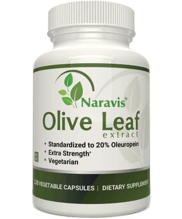 Naravis Olive Leaf Extract - 750mg - 120 Veggie Capsules - 20% Oleuropein - Non-GMO - Immune Support - Cardiovascular Health - Antioxidant Supplement