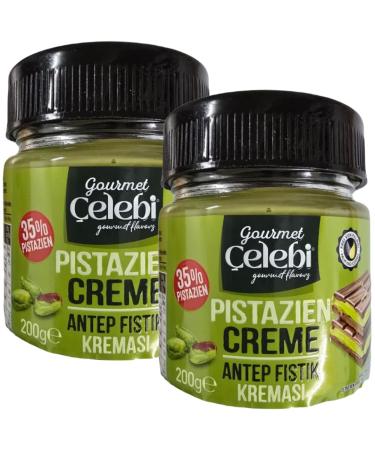 Pufai Celebi Anthap Turkish Pistachio Cream 35% Palm Oil Free 200g (Pack of 2)