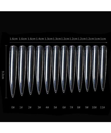 MWoot 120 Extra Long Stiletto False Nail Tips - Sharp End DIY Fingernails 12 Sizes Clear - Perfect for Nail Studios - Buy Online on GoSupps.com