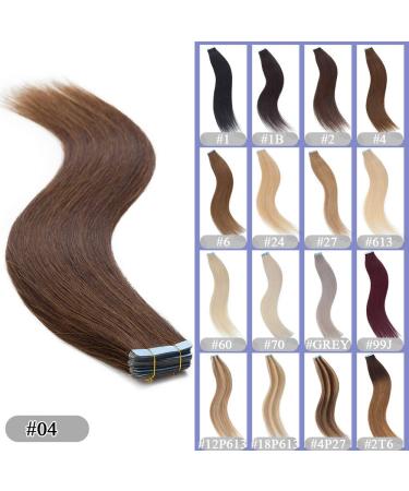 Elailite Real Hair Tape Extensions - 20 Pcs Invisible Remy Human Hair 45cm 50g #04 Medium Brown - International Shipping Available - Buy Online on GoSupps.com