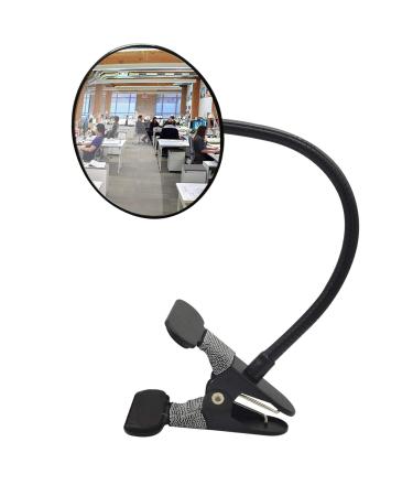 Ampper Glass Clip On Rear View Cubicle Mirror Flexible Convex Security Mirror for Personal Safety Desk Rearview Monitors or Anywhere (3.75" Round) Glass - With Frame