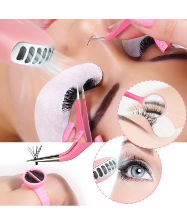 487PCS Eyelash Extension Kit with Mini Fan Dryer for Beginners & Pros - Lash Lift, Perm, Tweezers, Glue Rings, Mascara Brushes, Gel Pads - Pink - Buy Online on GoSupps.com