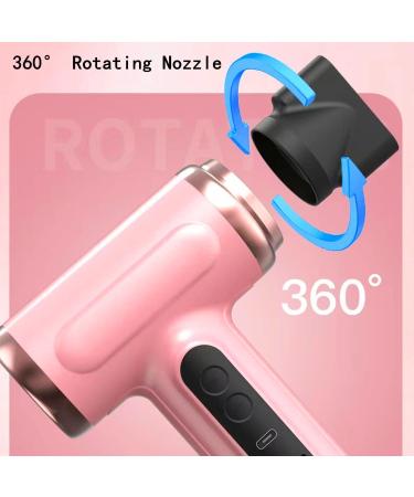 Handheld Cordless Hair Dryer w/Hot & Cold Wind USB Rechargeable Cordless Hair Dryer Portable Travel Blowdryer for Outdoor Indoor Pink - Buy Online on GoSupps.com
