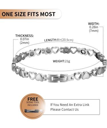 BioMag Women's Titanium Steel Magnetic Heart Bracelet - Silver - Buy Online on GoSupps.com