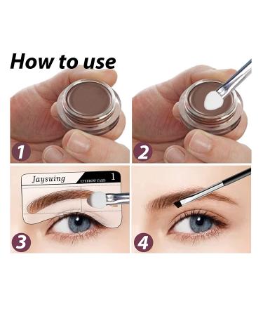 Eyebrow Stamp and Stencil Kit - Professional Waterproof Brow Pomade for Natural Brows | Long-Lasting Smudge-Proof Makeup Trio with 20 Stencils - Light Brown - Buy Online on GoSupps.com