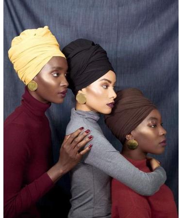 DRESHOW Hair Wrap for Black Women with Natural Hair Large Stretch Soft Edge Scarves for Braids Dreadlocks 1 Pc 39-brown 1 - Buy Online on GoSupps.com