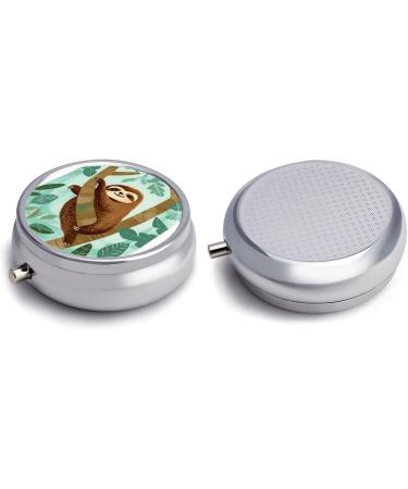 Travel Pill Box with Tree Sloth Design - 3 Compartment Portable Pill Organizer for Purse & Pocket - Buy Online on GoSupps.com