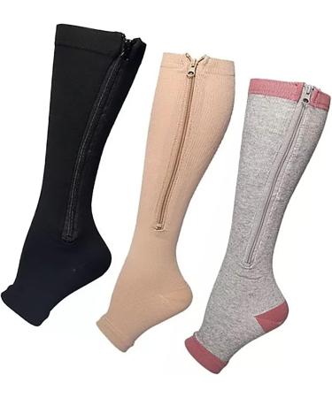 Buy Compression Socks with Zipper - High Open Toe Breathable Calf Support for Men & Women | XXL Running Compression Stockings - Buy Online on GoSupps.com