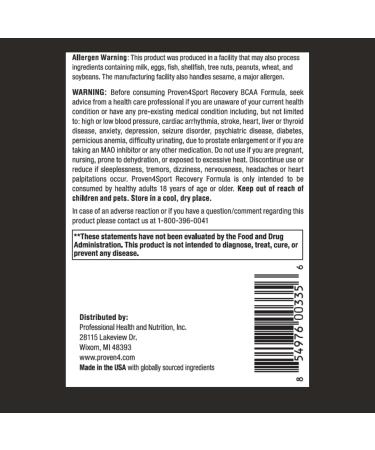 Proven4 BCAA Post Workout Recovery Powder - NSF Certified Muscle Recovery Supplements with Electrolytes & Amino Acids | Arctic Freeze Flavor | 30 Servings - Buy Online on GoSupps.com