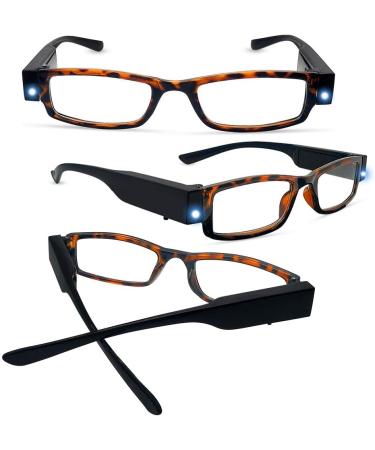 2 Pack Lighted Reading Glasses for Men & Women - LED Nighttime Readers Magnifier - Black 1.0x - Buy Online on GoSupps.com