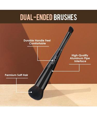 Brush Master S50 Dual-sided Blush Concealer Brush & Foudantion Brush & Sponge Black - Buy Online on GoSupps.com