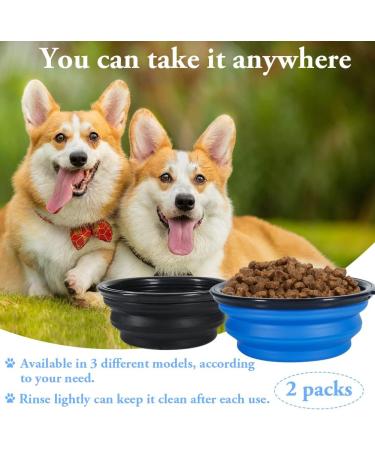 Vivifying 500ml Foldable Dog Bowl - Silicone Travel Bowl for Dogs & Cats (Black & Blue) - 2PCs Portable Feeding Solution - Buy Online on GoSupps.com