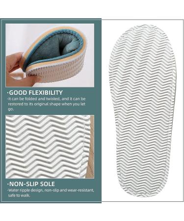 6 Pairs Washable & Reusable Spa Slippers - Soft Coral Fleece Indoor Hotel Slippers - Blue/Cream - Ideal for Guests, Travel, Wedding - Buy Online on GoSupps.com