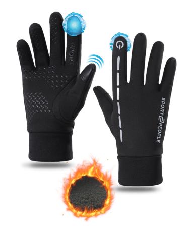 Sport2people touchscreen winter gloves men and women thermal hand shoes anti-slip full finger gloves for cycling drive hiking m black