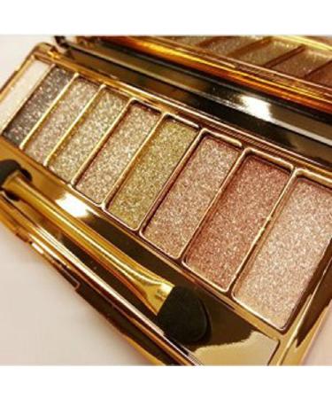 Sparkle Eyeshadow Palette&9 Colors Shimmer Makeup Palette & Makeup Cosmetic Brush Set &Gold Glitter Highly Shining Pigmented Diamond Eyeshadow 6 (1pc)