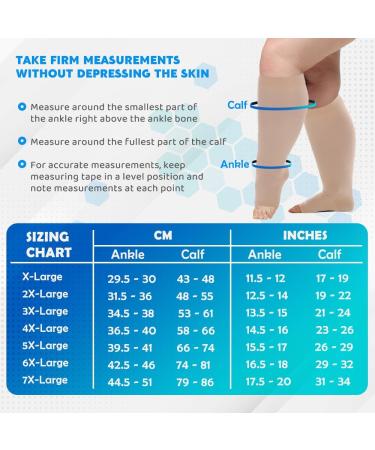 FITTOO Plus Size Compression Socks 20-30mmHg for Men & Women | Relief from Shin Splints Varicose Veins & Calf Pain | Open Toe & Wheat - 5X-Large - Buy Online on GoSupps.com