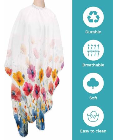 Colorful Floral Barber Cape for All Ages - Adjustable Hair Cutting Cape for Women Men & Kids - 55x63 Inch Botanical Design - Buy Online on GoSupps.com