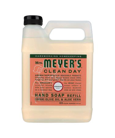 Mrs. Meyer's Hand Soap Refill  Made with Essential Oils  Biodegradable Formula  Geranium  33 Fl. Oz - Buy Online on GoSupps.com