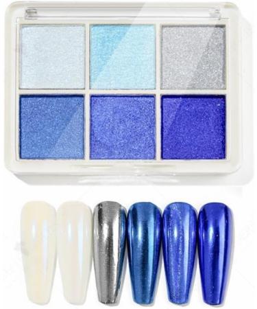 GZMAYUEN White Aurora Chrome Powder and Blue Chrome Nail Powder Set 6 Colors Solid Nail Pigment Powder Palette Magic Mirror Effect Powder for Nails 09 - Buy Online on GoSupps.com