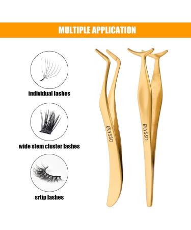 EKYSSO Eyelash Applicator Tools Set 2 PCS DIY Cluster Lash Tweezers Eyelash Clusters Tweezers for False Lashes Professional Curved Eyelashes Extension Tweezer for Individual Cluster Strip Lashes. - Buy Online on GoSupps.com
