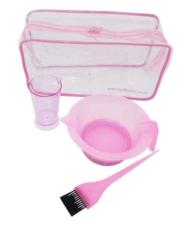 Professional hairdresser set 4-piece pink tinting bowl tinting brush & measuring cup