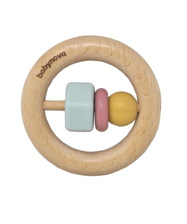 Baby-Nova colorful teething ring teething aid made of wood & silicone
