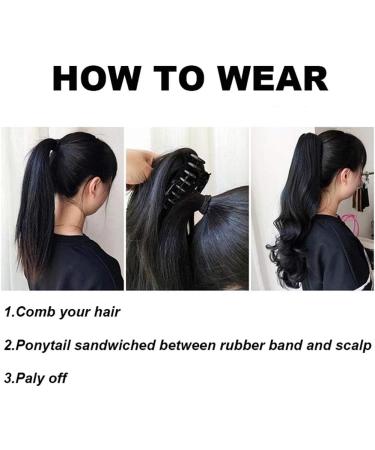 18 Dark Black Wavy Ponytail Extension Clip | Claw Jaw Hairpiece for Women/Girls - Buy Online on GoSupps.com