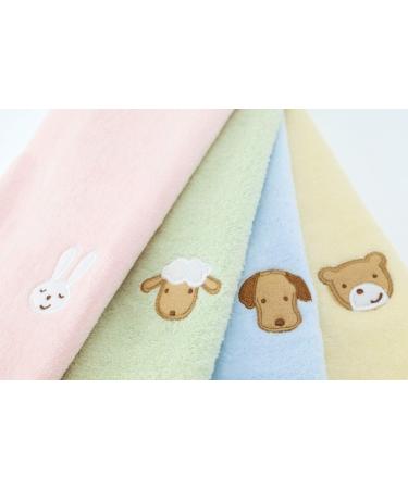 Kids Washcloth Set of 4 - 100% Cotton, Colorful Hand & Face Wash Towels for Boys and Girls - 13 x 13.8 inch - Bathroom/Kitchen Decoration Gift - Pink Blue Green Yellow - Buy Online on GoSupps.com
