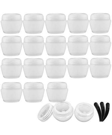 Alledomain 20 Pieces 20ml / 20g Empty Clear Cosmetic Pots with 3 Mini Spatula Plastic Refillable Travel Sample Container Jars with Lids and Inner Liners for Makeup Creams Lotions Beauty Nail