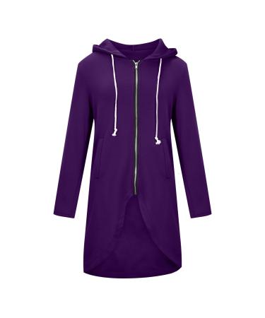 Yihaojia Women's Plus Size Full Zip-Up Hoodie Jacket Sweatshirt Casual Long Hoodies Long Sleeve Winter Jackets with Pocket Purple#78 3X-Large
