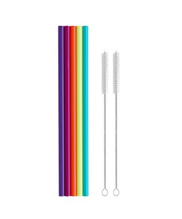 Hiware 12 Inch Extra Long Silicone Straws for Big Tumblers - 40 oz Hydro Flask/Half Gallon Water Bottle Jug/30 oz YETI/RICT/OZARK TRAIL - Flexible Straws for Extra Tall Cups and Giant Mugs - 7 Pieces