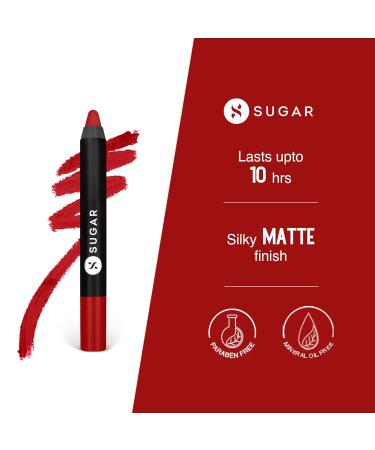 SUGAR Cosmetics Matte As Hell Crayon Lipstick - 01 Scarlett O'hara (Red) | Highly Pigmented & Long Lasting - Buy Online on GoSupps.com
