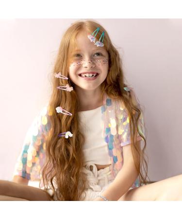 12 Piece Mermaid Butterfly Hair Clips - Colorful Glitter Accessories for Girls Birthday - Cute Rainbow Flower Hair Clips for Children - Buy Online on GoSupps.com