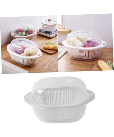 Zerodeko Lid Storage Size Vegetable Multi-Purpose Small Drain Washing Kitchen Round Basket White with Size 1 White - Buy Online on GoSupps.com