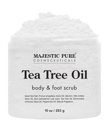 MAJESTIC PURE Tea Tree Oil Body and Foot Scrub - Natural Best Exfoliating Skin Cleanser - Helps with Acne, Callus, Corns, Athletes foot, Jock itch, Dry and Dead Skin - Promotes Healthy Foot -10 oz