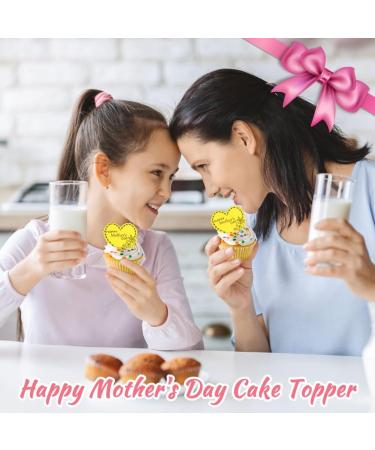 SwirlColor Mothers Day Cupcake Toppers 10Pcs Unique Small Happy Mother's Day Cake Topper Gold Acrylic Cupcake Decoration for Mother's Day Birthday Party Cake - Buy Online on GoSupps.com