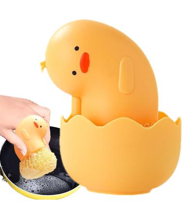Scrub Brush for Dishes | Duck Shape Cleaning Ball - Pot Scrubber for Cleaning Dishes Pots and Pans Kitchen Sink Cleaning Scrubber for Kitchen Household Yellow - Buy Online on GoSupps.com