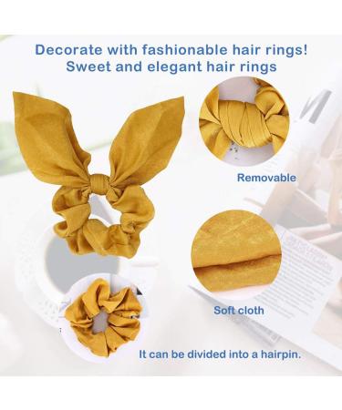 7 Pack Bunny Ear Hair Scrunchies - Chiffon Satin Silk Elastic Hair Bands for Girls & Women - Vintage Hair Accessories in 7 Colors - Buy Online on GoSupps.com