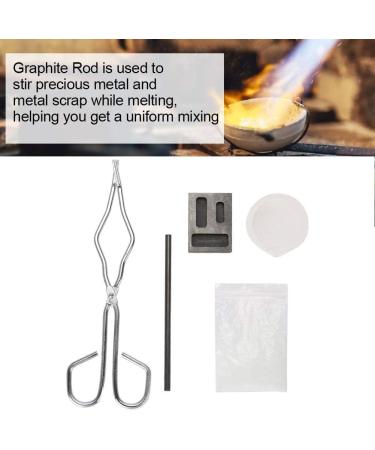 Salmue Graphite Crucible Set - Melting Kit with Ingot Mold, Silica Crucible, Graphite Rod, 25cm Tong for Gold, Silver, Platinum - Buy Online on GoSupps.com