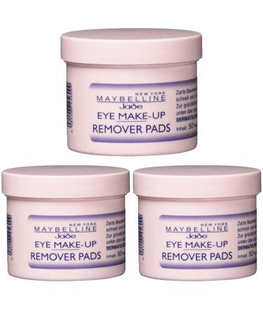 Maybelline Jade Eye Make-Up Remover Pads Also for Waterproof Make Up 50 Pieces (Pack of 3) 50 Pieces (Pack of 3)